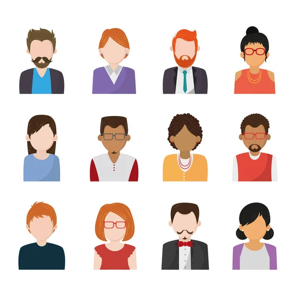 Conjunto de pessoas sem rosto personagens ícones —  Vetores de Stock