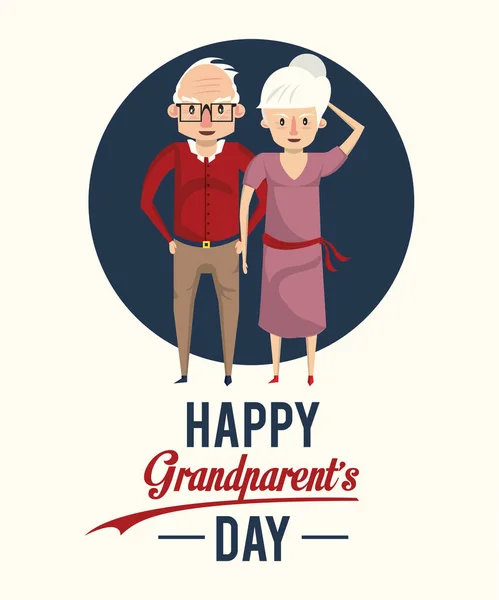 Happy grandparents day card with cartoons — Stock Vector