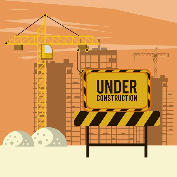 Under construction buildings and machinery — Stock Vector