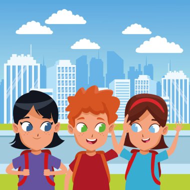 çocukluk sevimli okul öğrencileri karikatür