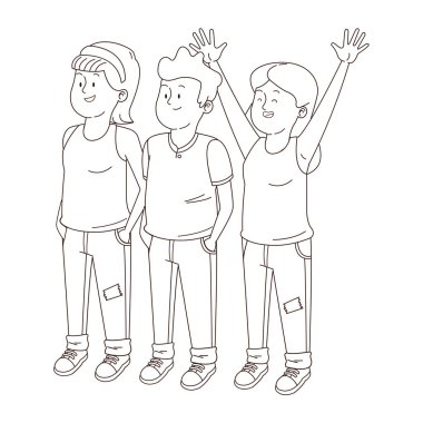 Gençler arkadaşlar gülümseyen ve siyah beyaz tebrik