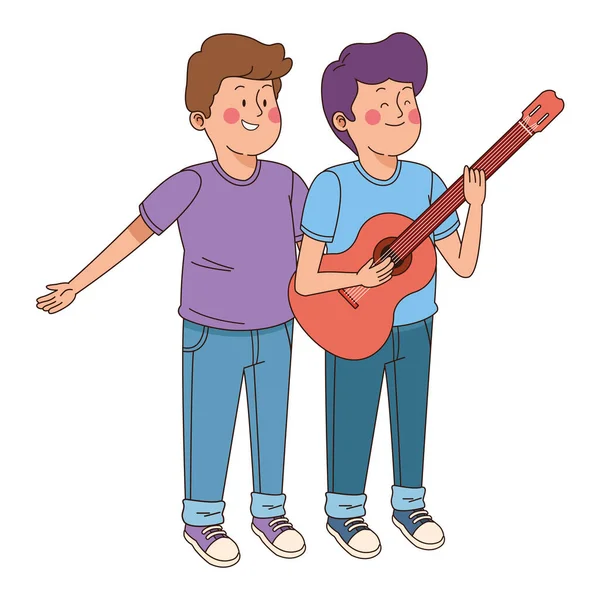 Adolescentes amigos sonriendo y divertirse dibujos animados — Vector de stock