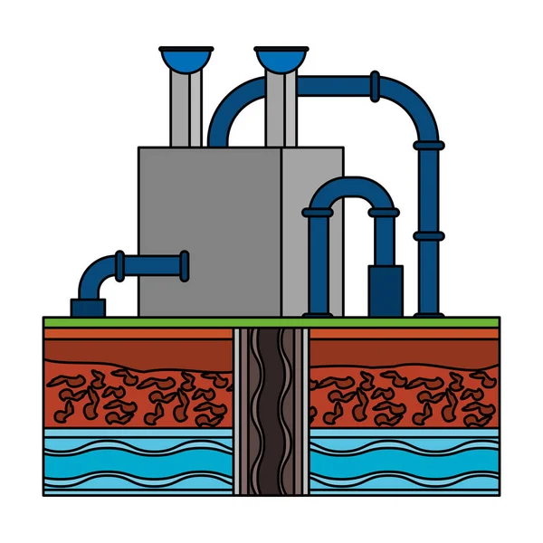 Refinaria de petróleo gás fábrica desenhos animados —  Vetores de Stock