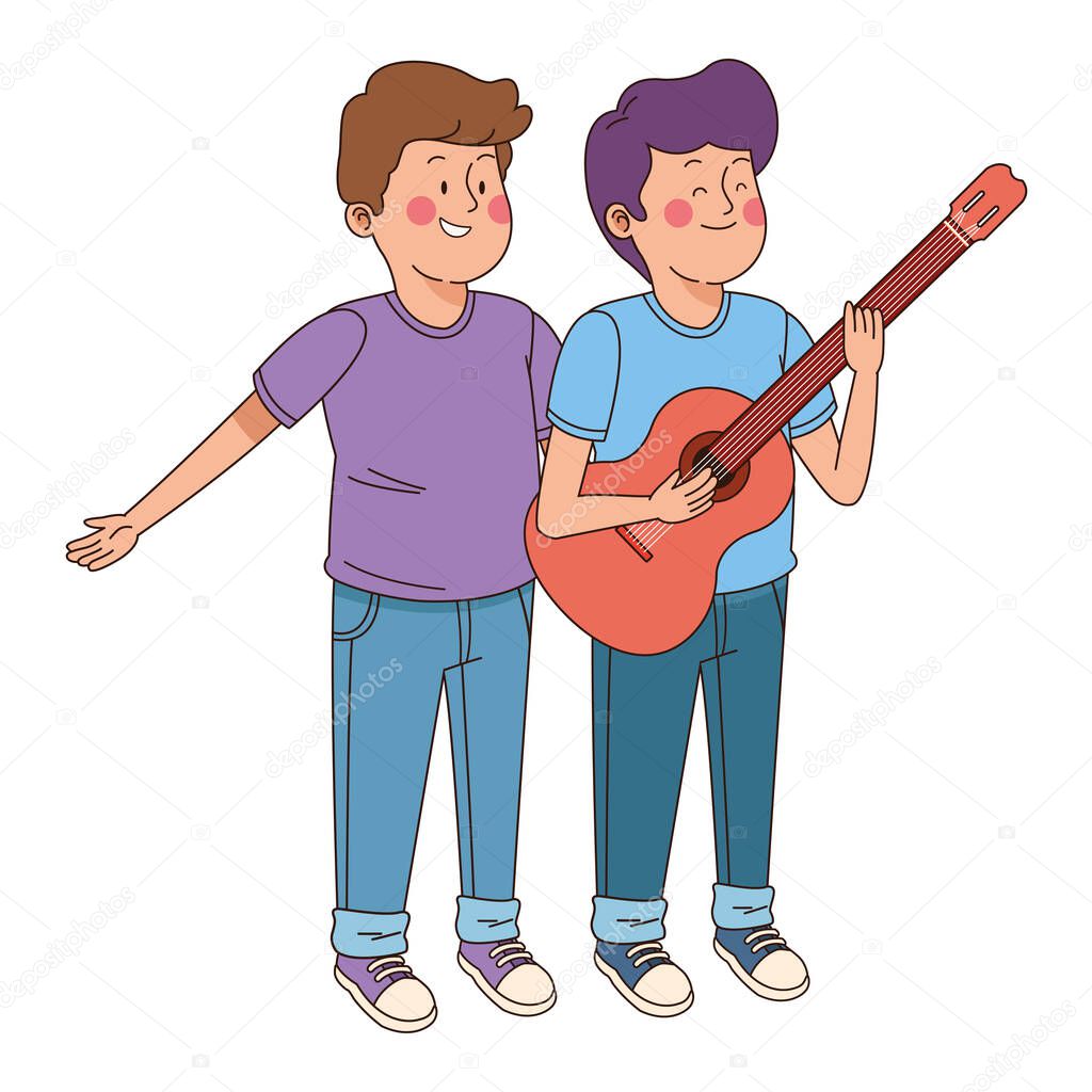 Teenagers friends smiling and having fun cartoon