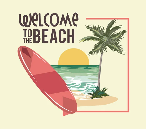 Welcome to the beach summer card — Stock Vector