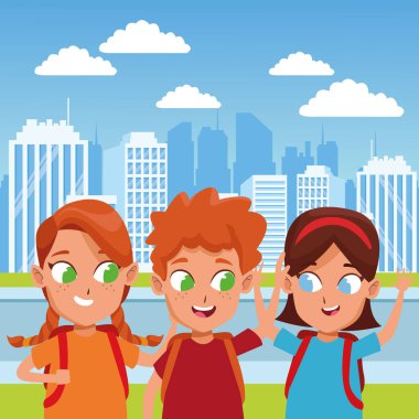 çocukluk sevimli okul öğrencileri karikatür