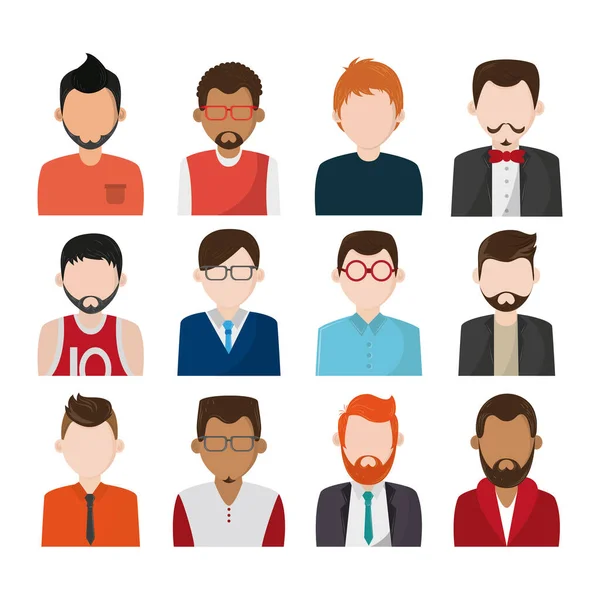 Conjunto de pessoas sem rosto personagens ícones —  Vetores de Stock
