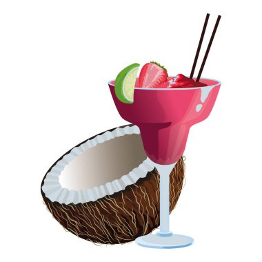 Tropikal meyve kokteyli simgesi karikatür