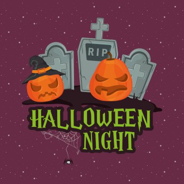 mutlu cadılar bayramı korkunç gece karikatür