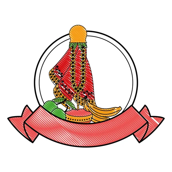 Garabato emblema indio Ugadi — Archivo Imágenes Vectoriales