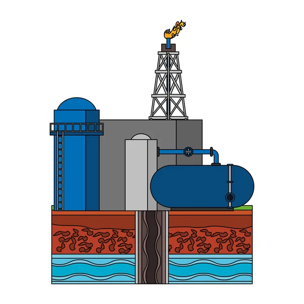 Raffinerie de pétrole usine de gaz dessin animé — Image vectorielle