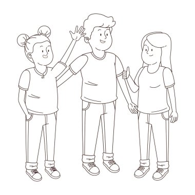 Genç arkadaşlar gülümsüyor ve siyah beyaz eğleniyorlar.