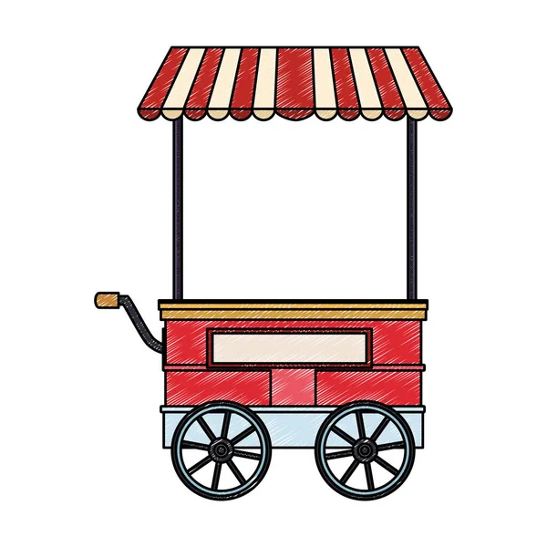 Chariot de stand alimentaire gribouillage — Image vectorielle