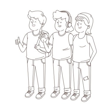 Gençler arkadaşlar gülümseyen ve siyah beyaz tebrik