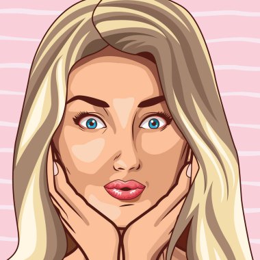 Pop art güzel kadın karikatür yüz