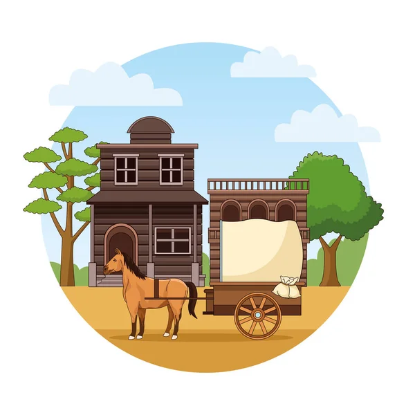 Kůň se starožitným vozem — Stockový vektor