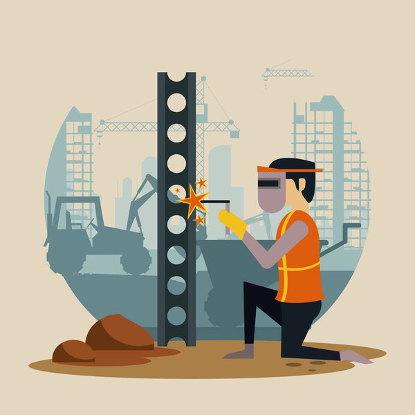 Under construction zone with workers