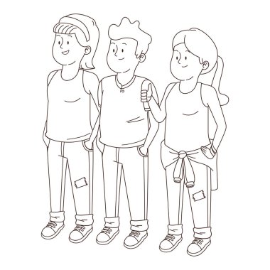 Gençler arkadaşlar gülümseyen ve siyah beyaz tebrik