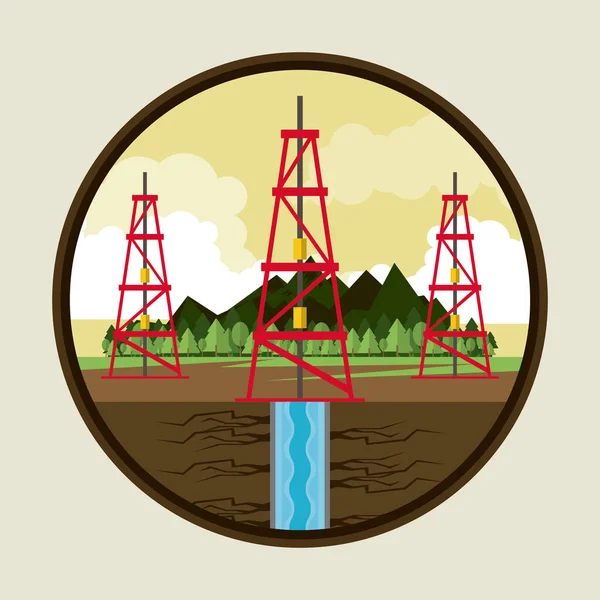 KRUHOVÁ ikona ropného a ropného čerpadla — Stockový vektor