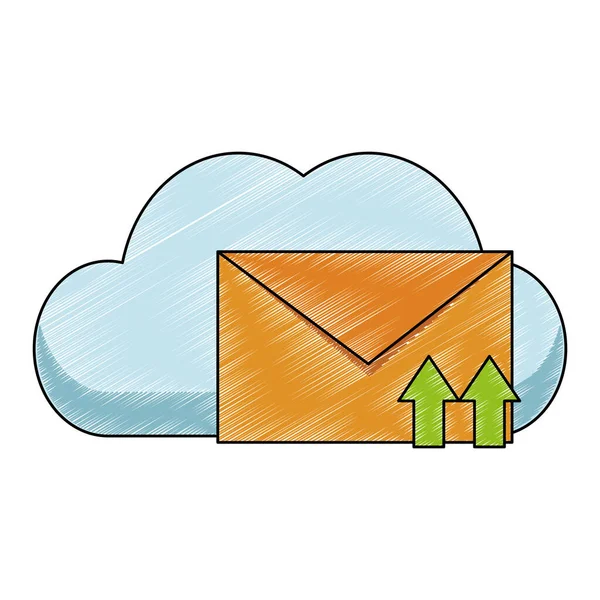 Cloud computing and email scribble — Stock Vector
