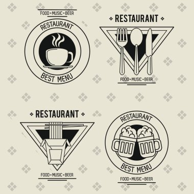 Restoran amblemleri seti