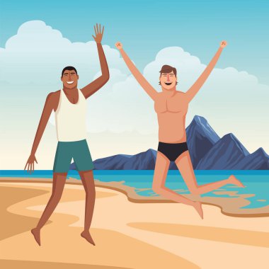 Genç arkadaşlar ve yaz karikatürleri