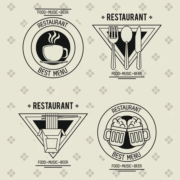 Conjunto de emblemas de restaurante — Vector de stock