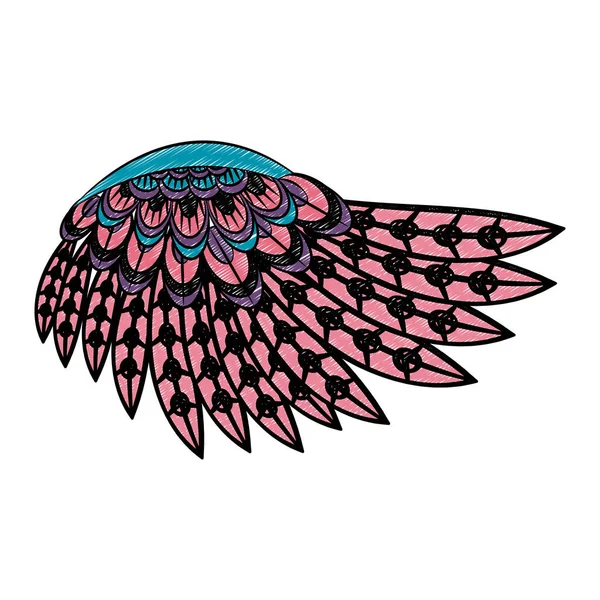 새 날개 고립 낙서 — 스톡 벡터