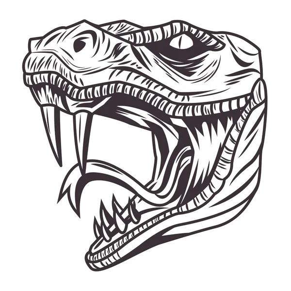 Змеиная голова, нарисованная черно-белой иконой — стоковый вектор