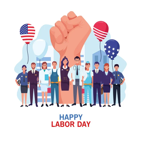 Tarjeta del día del trabajo feliz, vacaciones de Estados Unidos — Vector de stock