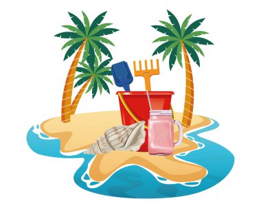 yaz plaj ve tatil karikatür