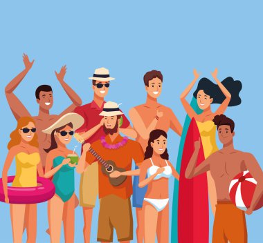 Yaz plajı ve insanlar