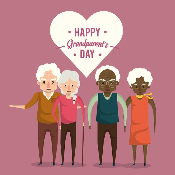 Happy κάρτα ημέρα των παππούδων με κινούμενα σχέδια — Διανυσματικό Αρχείο