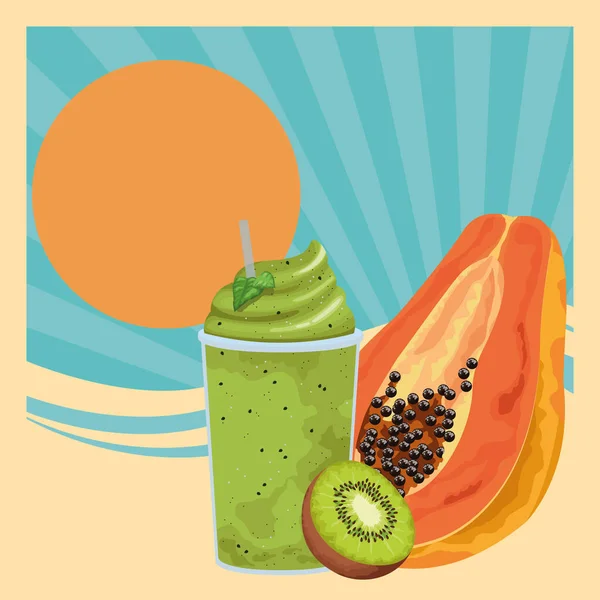 Trópusi gyümölcs és smoothie ital — Stock Vector