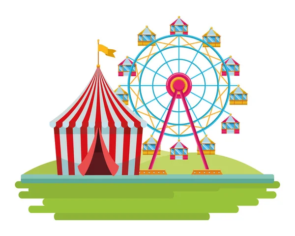 Parque de atracciones y diversión de circo — Vector de stock