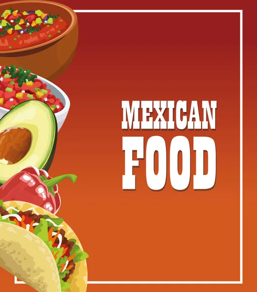 Mexican food poster with tacos — Stock Vector