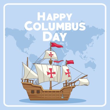Colombus Columbus Günü Kart Posteri