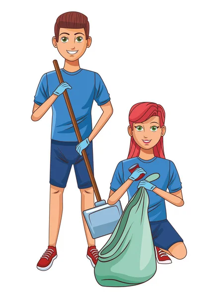 Servizio di pulizia persona avatar personaggio cartone animato — Vettoriale Stock