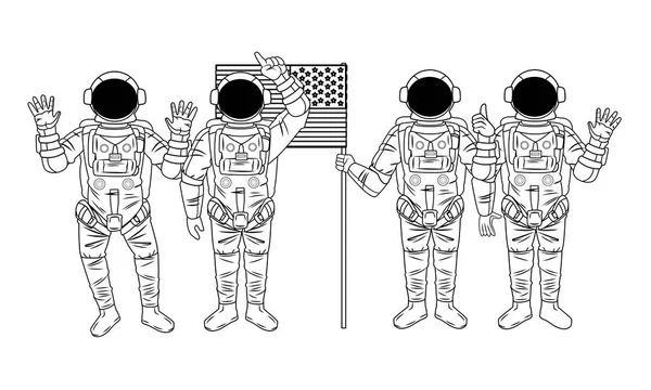 Astronauta en la exploración espacial dibujos animados aislados — Archivo Imágenes Vectoriales