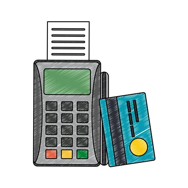 Dataphone och kreditkort klotter — Stock vektor