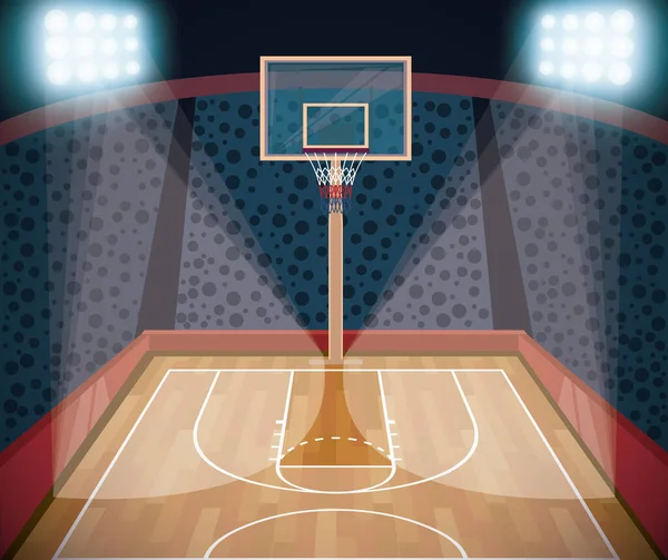 Basketbal sport spel landschap cartoon — Stockvector