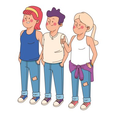 Gençler arkadaşlar gülümseyerek ve tebrik