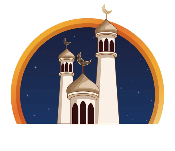 Eid mubarak torn med kvarts måne — Stock vektor