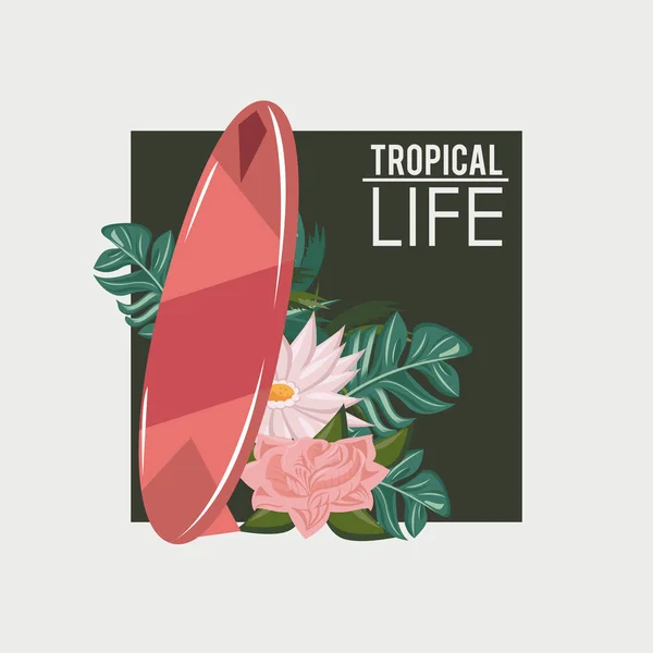 Vie tropicale et carte d'été plage — Image vectorielle