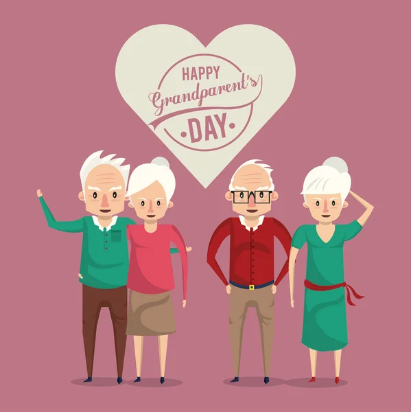 Karikatürler ile Mutlu dedesi gün kartı — Stok Vektör