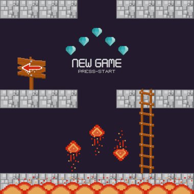 Arazi pikselli Retro video oyunu manzarası