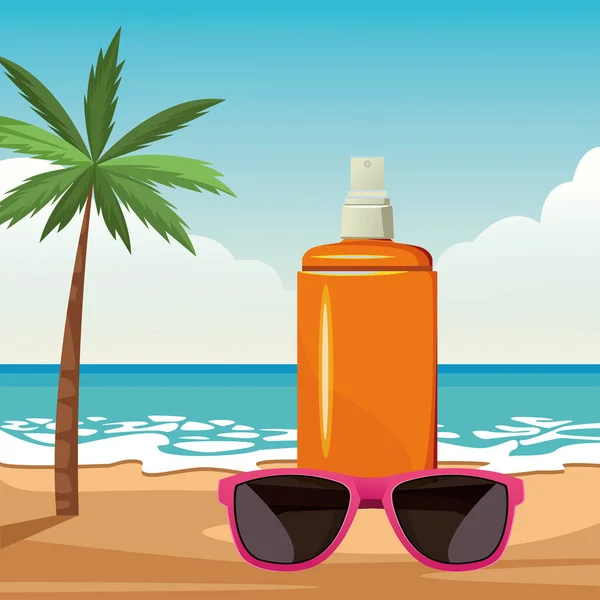 Καλοκαίρι παραλία και κινούμενα σχέδια διακοπών — Διανυσματικό Αρχείο