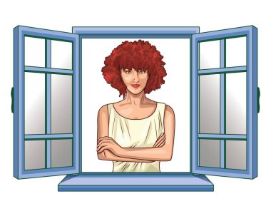 Pop art güzel kadın karikatür gülümseyen