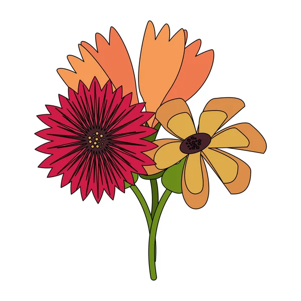 Printemps floral belles fleurs dessin animé — Image vectorielle