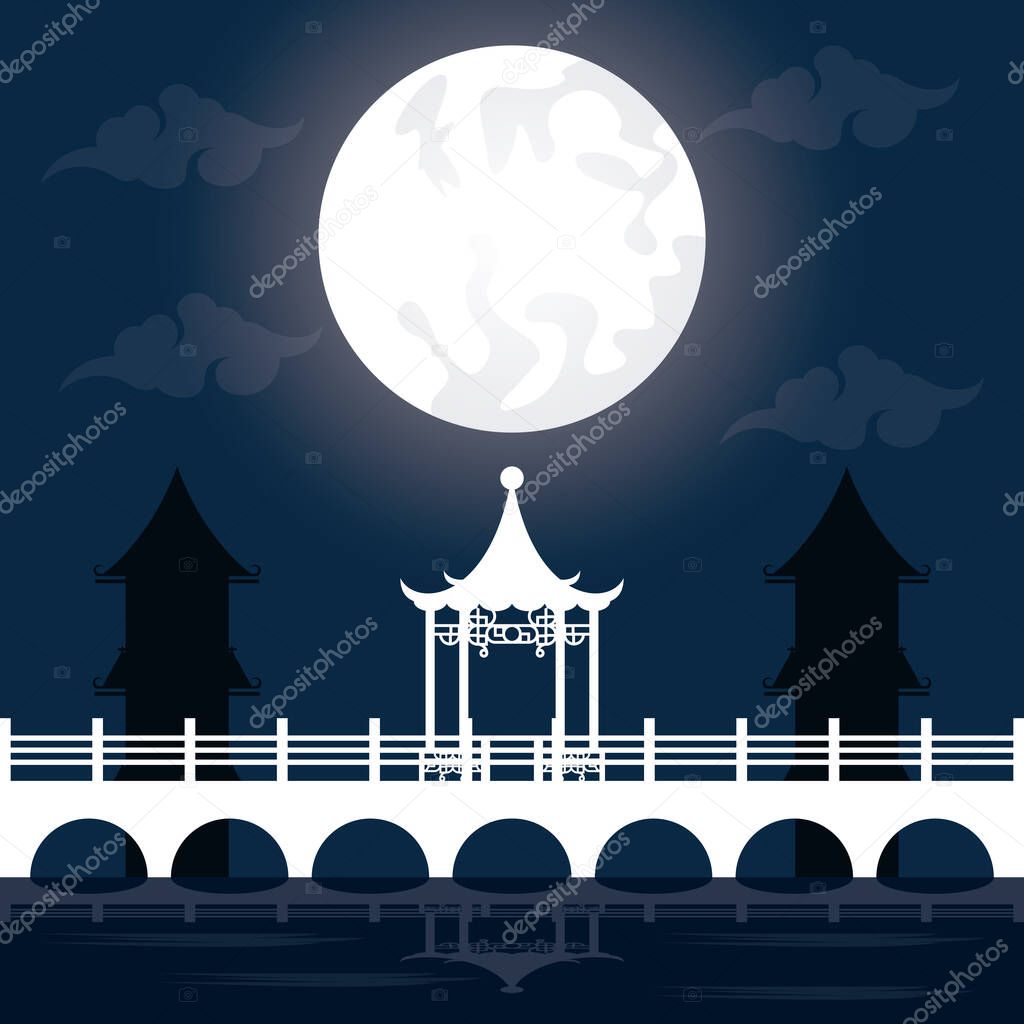 mid autumn festival scenery with moon